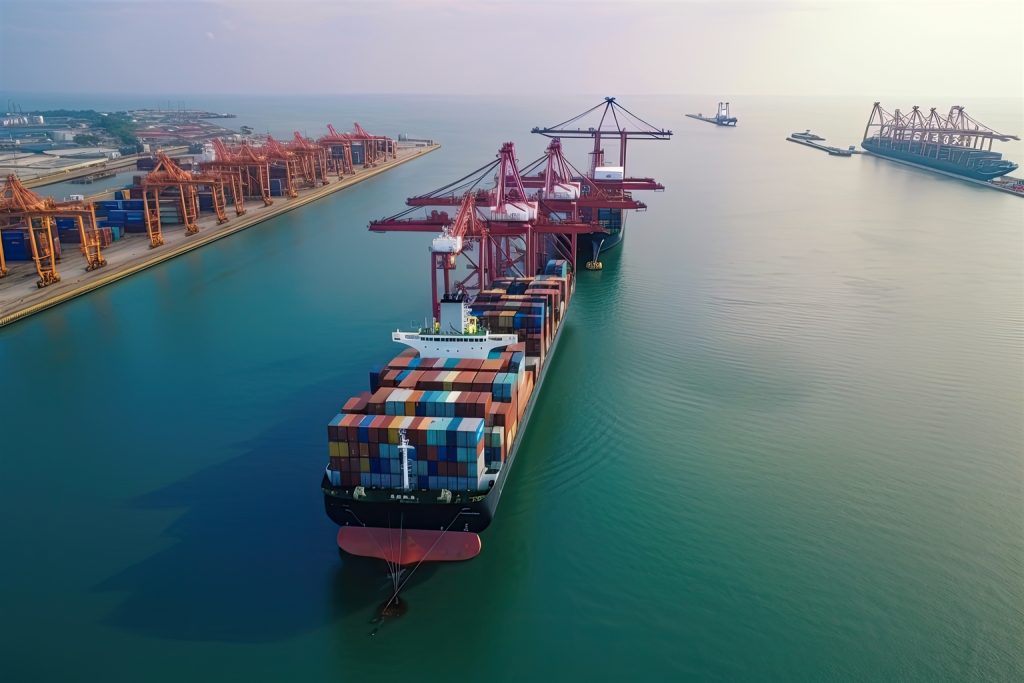 buque-de-carga-de-contenedores-internacionales-en-el-puerto-transporte-de-carga-envio-ai-generativo